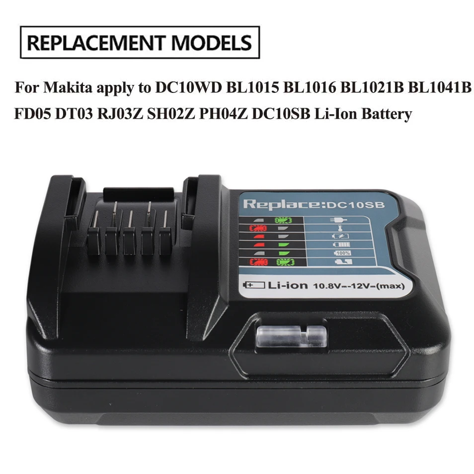 100-240V ładowarka litowa do baterii Makita 10.8V 12V DC10WD / DC10SB / DC10WC / BL1015 / BL1016 / BL1021B / BL1041B