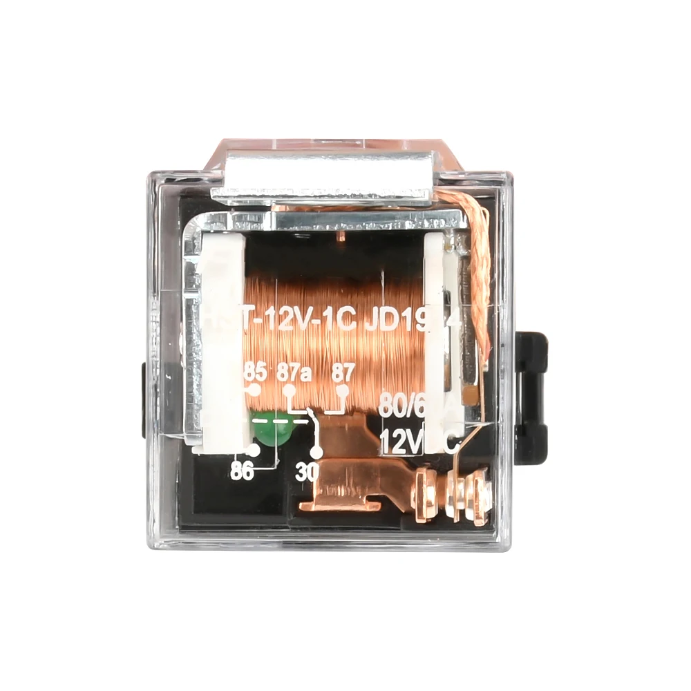 DC 12V 24V Wasserdichtes Automobilrelais JD1914/JD2914 80A 4-polig 5-polig Automobilrelais-Modul Doppelkontakt Kupferstift mit Sockel – Detail 8