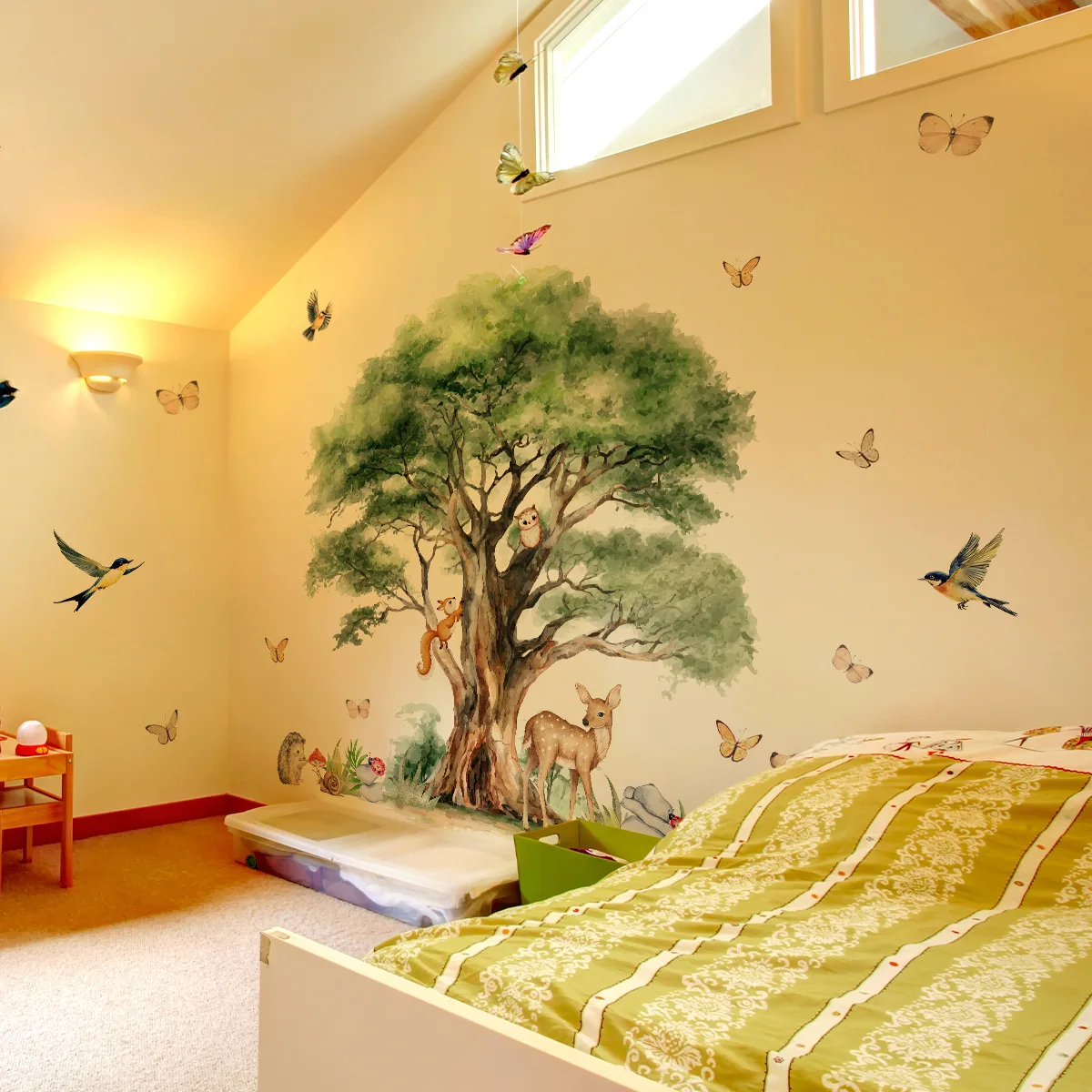 Deer & Fox Wall Decals- Cartoon Animal Forest Stickers for Whimsical Home & Shop Decor