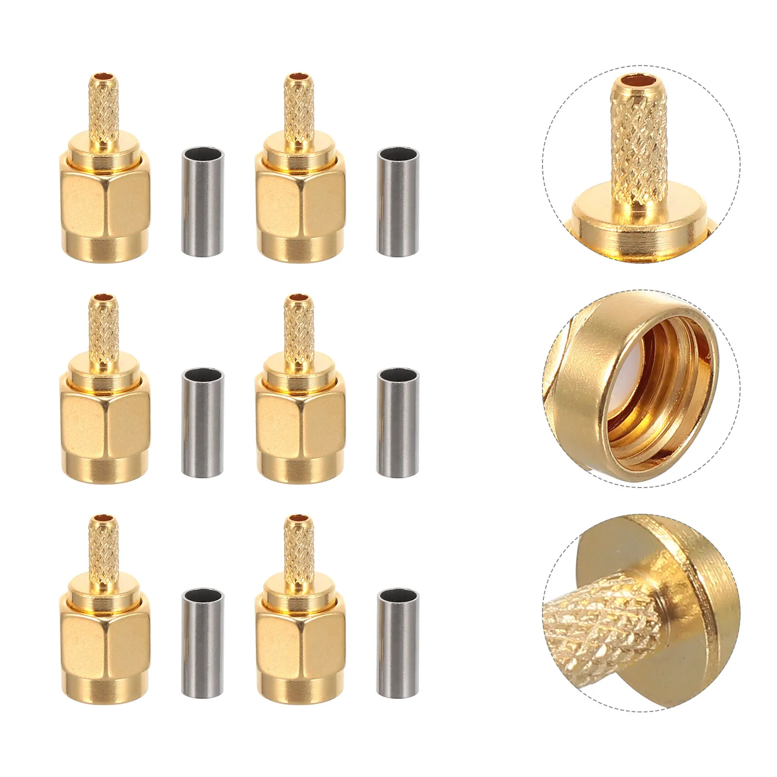 10Pcs Sma Male Crimp Connector Gold-Plated Brass Rg174 316 Lmr100 Cnt100 Coax Cable for 50Ohm Rf Applications Lte WiFi Antenna
