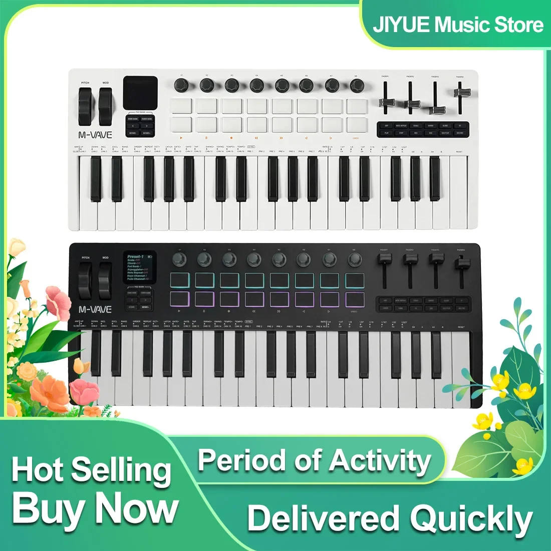 M-VAVE SMK-37 Pro 37-Key MIDI Controller with 16 RGB Pads 8 