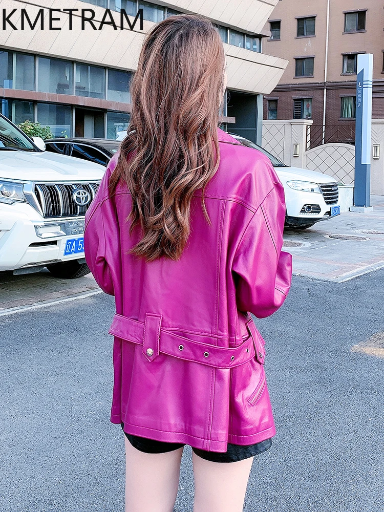 100 % obere Schicht aus Schaffelljacken für Damen, lockere Echtlederjacken mit Schnürung, neu in Oberbekleidung, Herbstkleidung, 2025 Omarбка