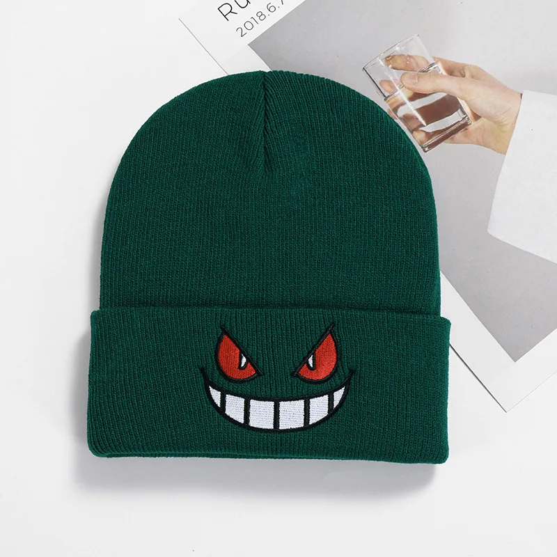 8 Styles Unisex Winter Outdoor Beanie for Child Knitted Gengar Hood Hat for Kids Casual Outside Halloween Hats