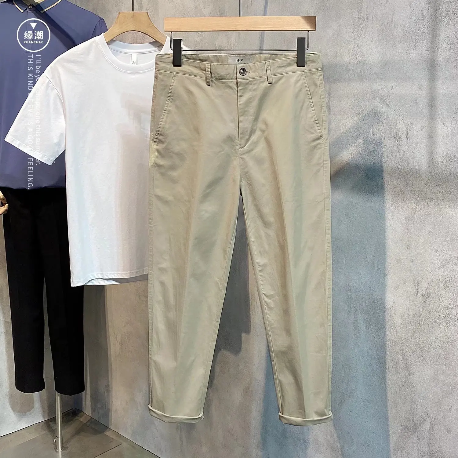 ผ้าฝ้ายฤดูร้อนกางเกงบุรุษบางกางเกงลำลองเกาหลีสเลอเนกประสงค์น้ำหนักเบาแฟชั่นกางเกงเก้าจุด