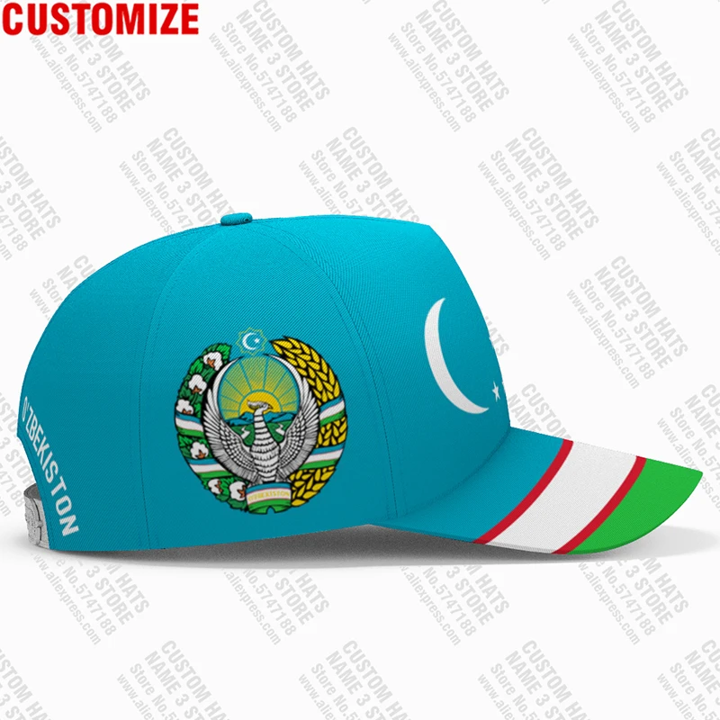 Uzbekistan male youth diy free custom made name number uzb casual hat nation flag uz ozbekiston uzbek country boy baseball cap