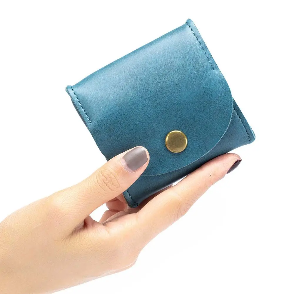 Retro For Girls Leather Small Storage Bag Earphone Pouch Mini Wallet Coin Purse Small Purse Wallets Coin Bag Korean Money Bag