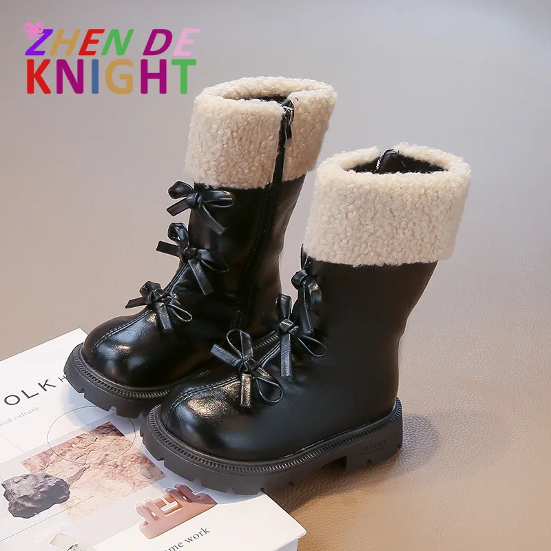 

Размер 26-37, модные универсальные детские кожаные ботинки, новый зимний стиль для девочек, нескользящая и удобная детская зимняя обувь на мягкой подошве