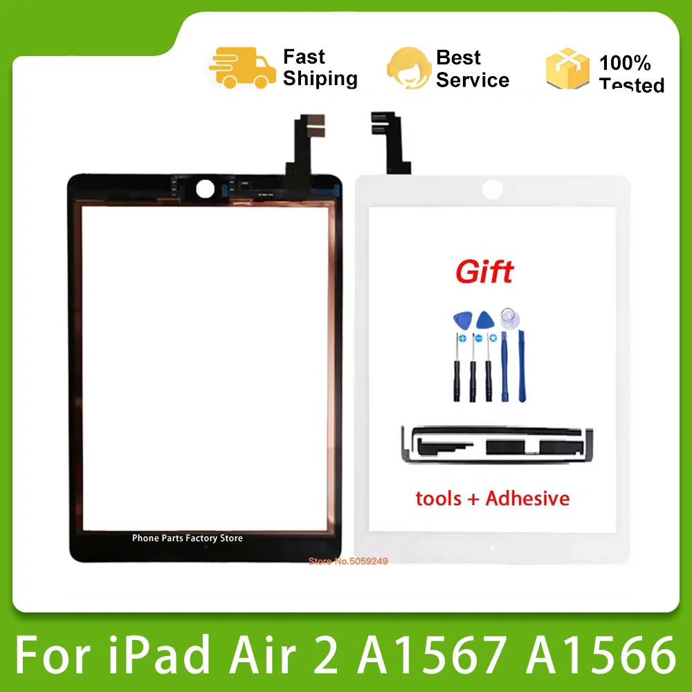

Tested Touch Screen Glass For iPad Air 2 A1567 A1566 Digitizer Replacement For iPad 6 Tablet Touch Panel + Adhesive Tools