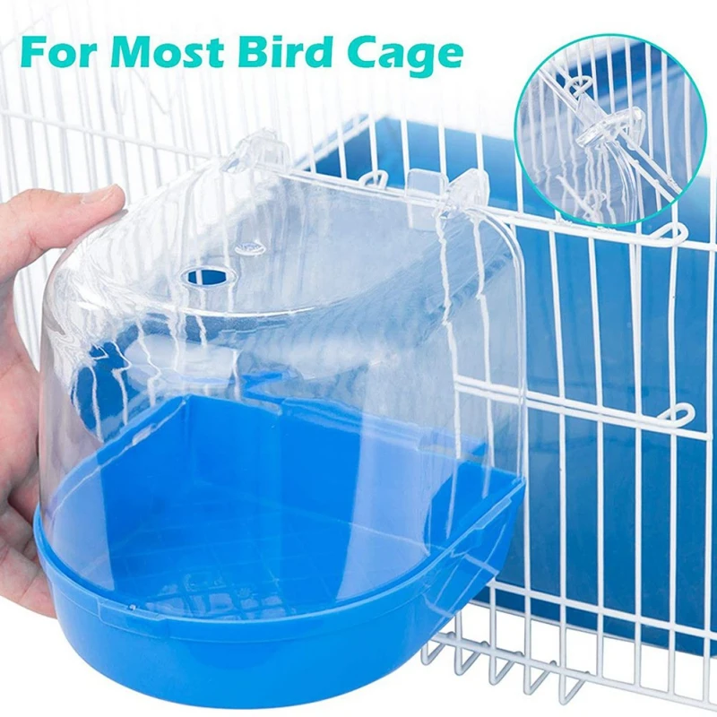 Pet Bird Bath Box Parrot Bathing Tub Cage Accessories Bird Bathtub Clean Transparent Bird Bath Cage Convenient Bath Bathroom