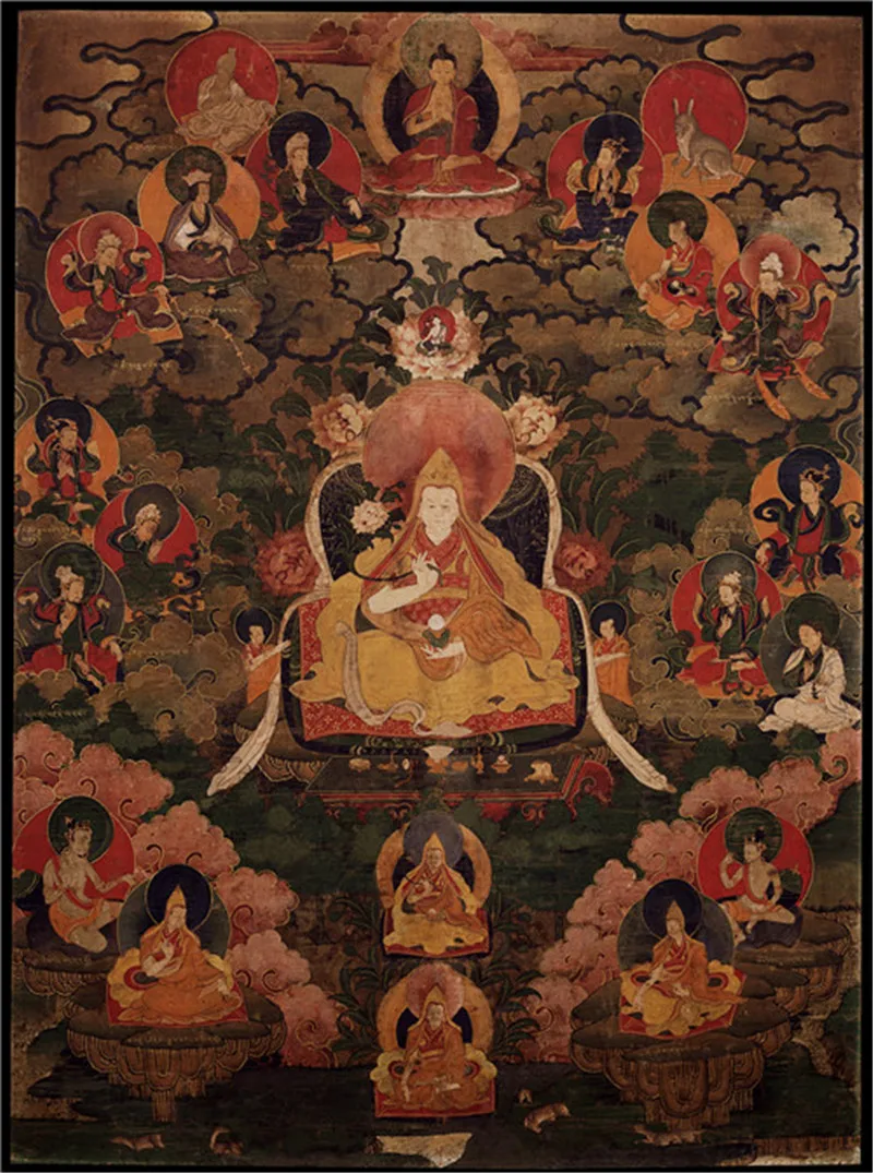 Dalai Lama VII - Kelzang Gyatso Thangka,Gandhanra Tibetan Buddhist Thangka Art,Giclee Printed and Hand Framed,47