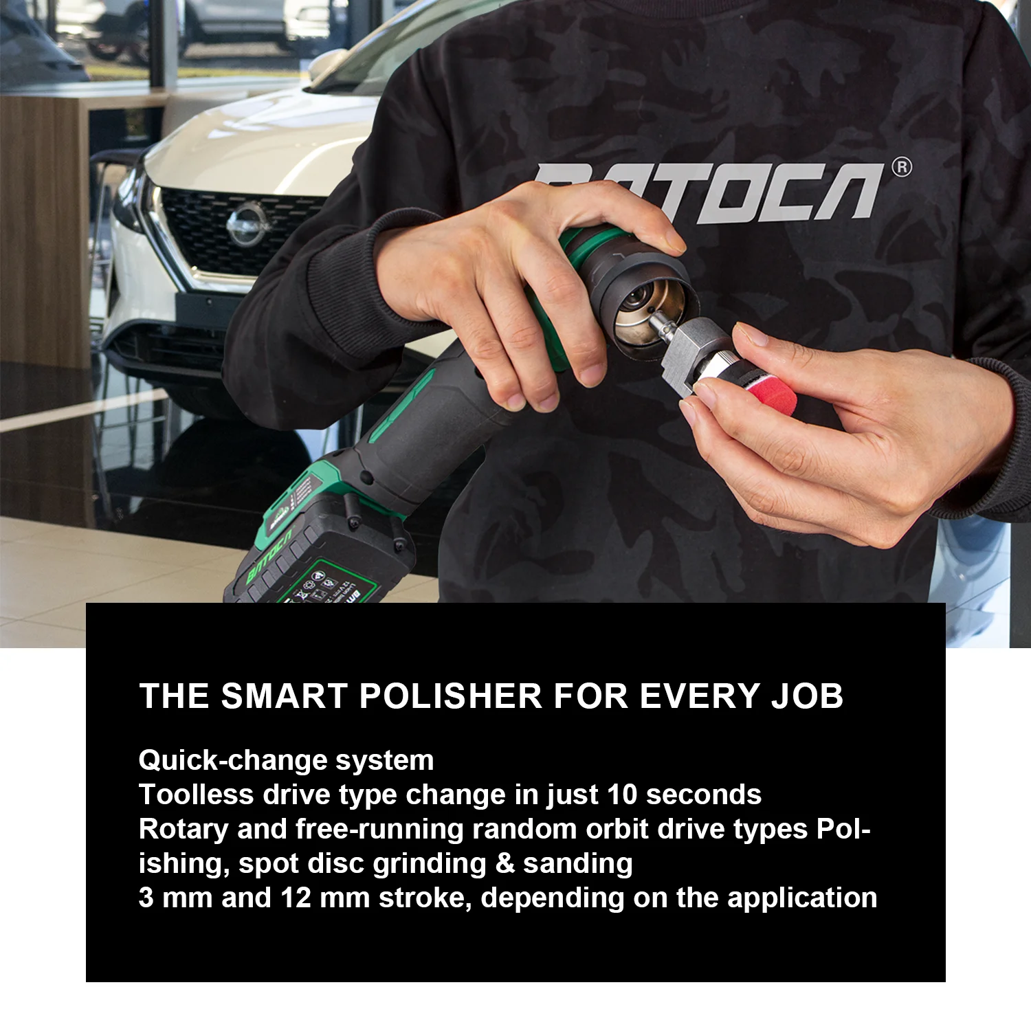 BATOCA S4 Cordless Car Polisher Mini Nano Brushless Dual Action 3/12mm Orbital Wireless Polishing Machine Kit
