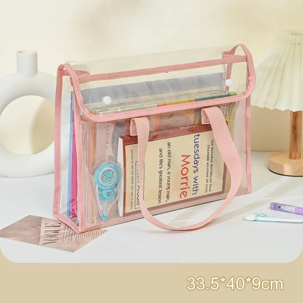 Multifunctional Test Paper Storage Bag Transparent Mesh File Folder Bag Waterproof PVC Student Tote Bags School Office Supplies