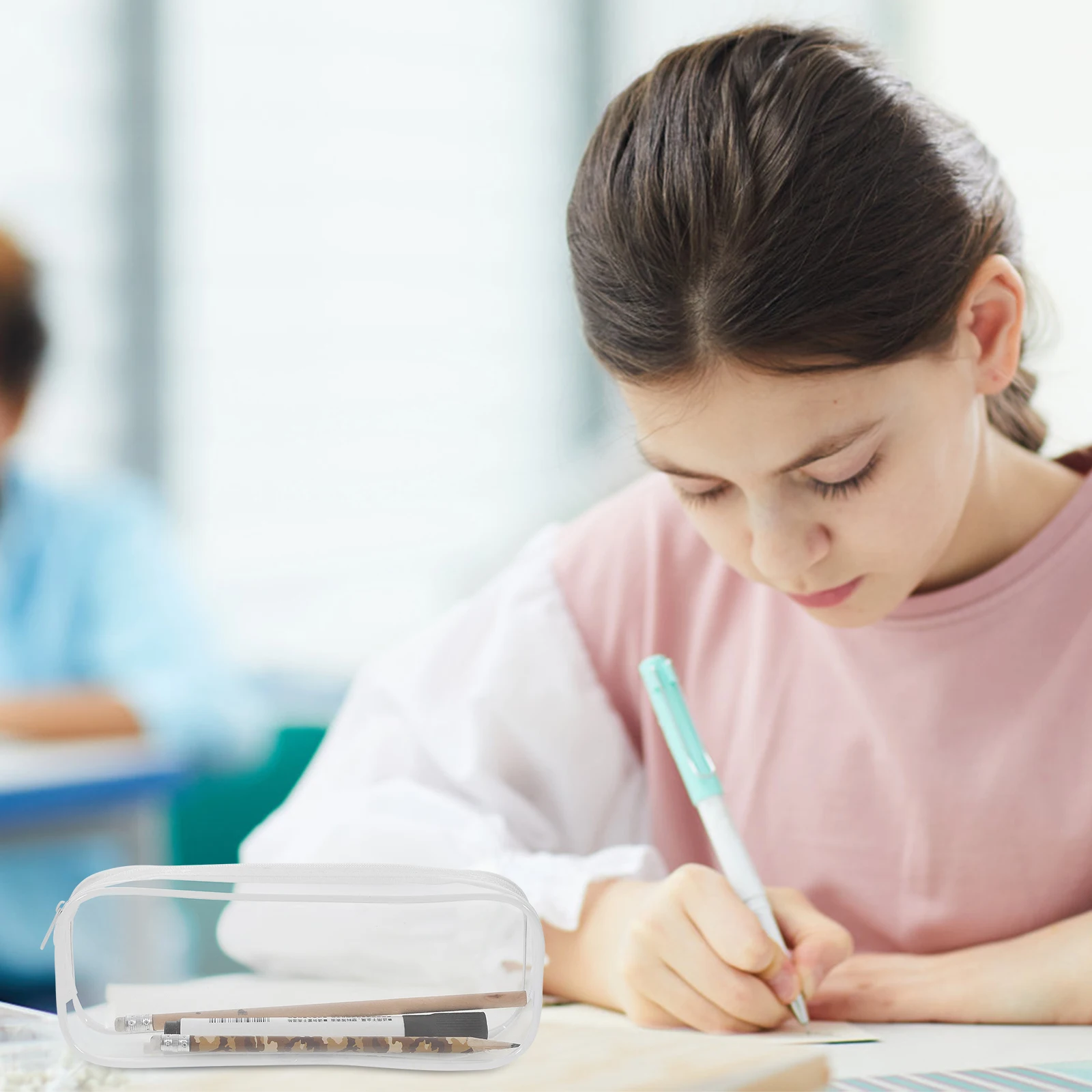 

2Pcs Decorative Stationery Bag Anti-Scratch Pen Case with Bright Color for Boys Girls and Adults Clear Pencil Case for Exams