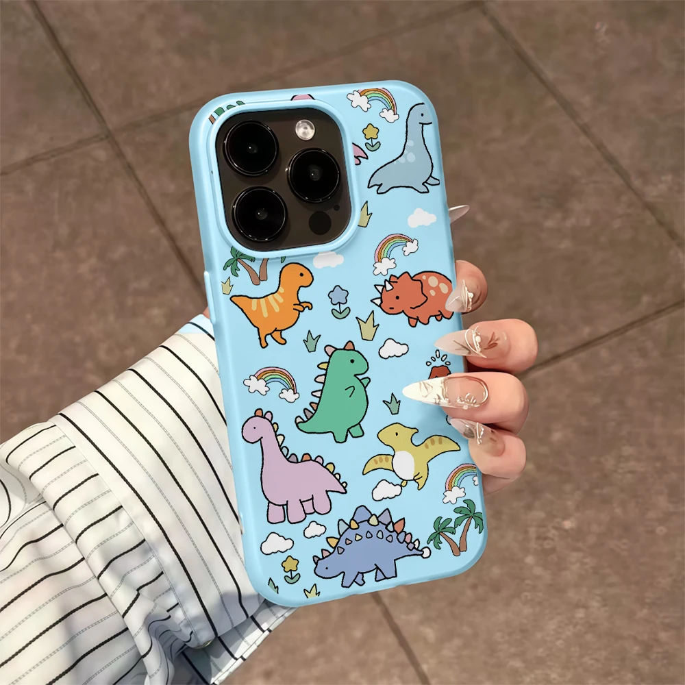 Cute Dinosaur Collage Candy Color Phone Case for Redmi Note 14 13 12 11 10 Pro Plus 4G 5G Redmi 14C 13C 15C Silicone Soft Cover view 4