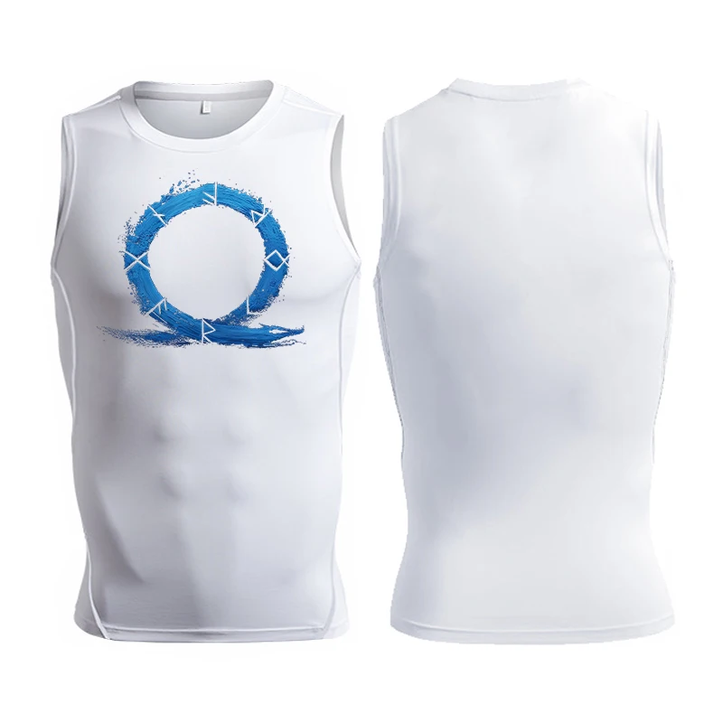 Ärmelloses Kompressionsshirt mit Totenkopf-Flügel-Print für Herren, sportliche, schnell trocknende Tanktops, Fitness-Workout-Lauf-Baselayers, Unterhemden – Detail 33