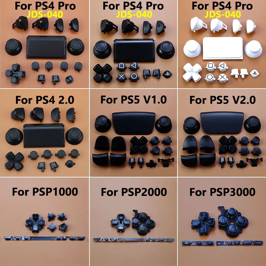 Joysticks Cap Touch D Pad R1 L1 R2 L2 Direction Key AB XY Full Set Buttons For PS4 Pro Slim PS5 PSP 1000 2000 3000 Controllers