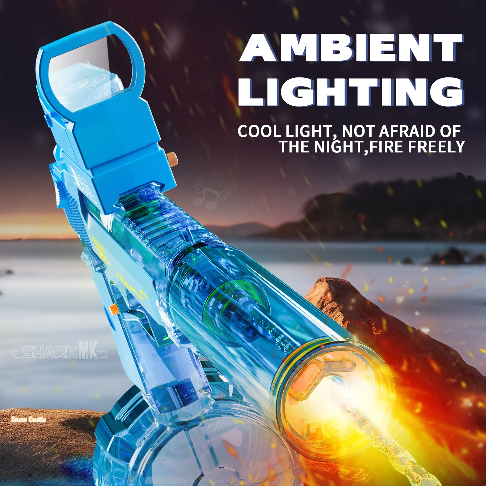 Pistola de agua azul eléctrica, chorro automático con pistola, pistola realista, bozal, llama, verano, playa al aire libre, piscina, juguete de fiesta