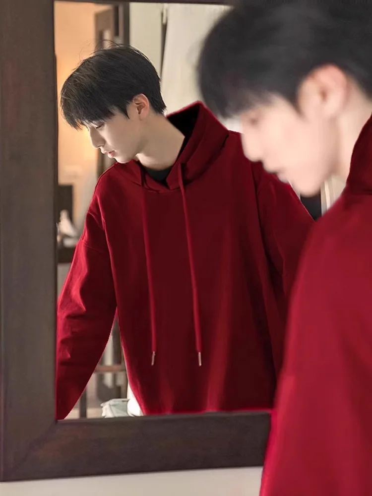 

Red American Sle Hoodie for Men Youth ular Spring Autumn Winter Fce Lined Anti-Wrinkle Proced Casual Wear