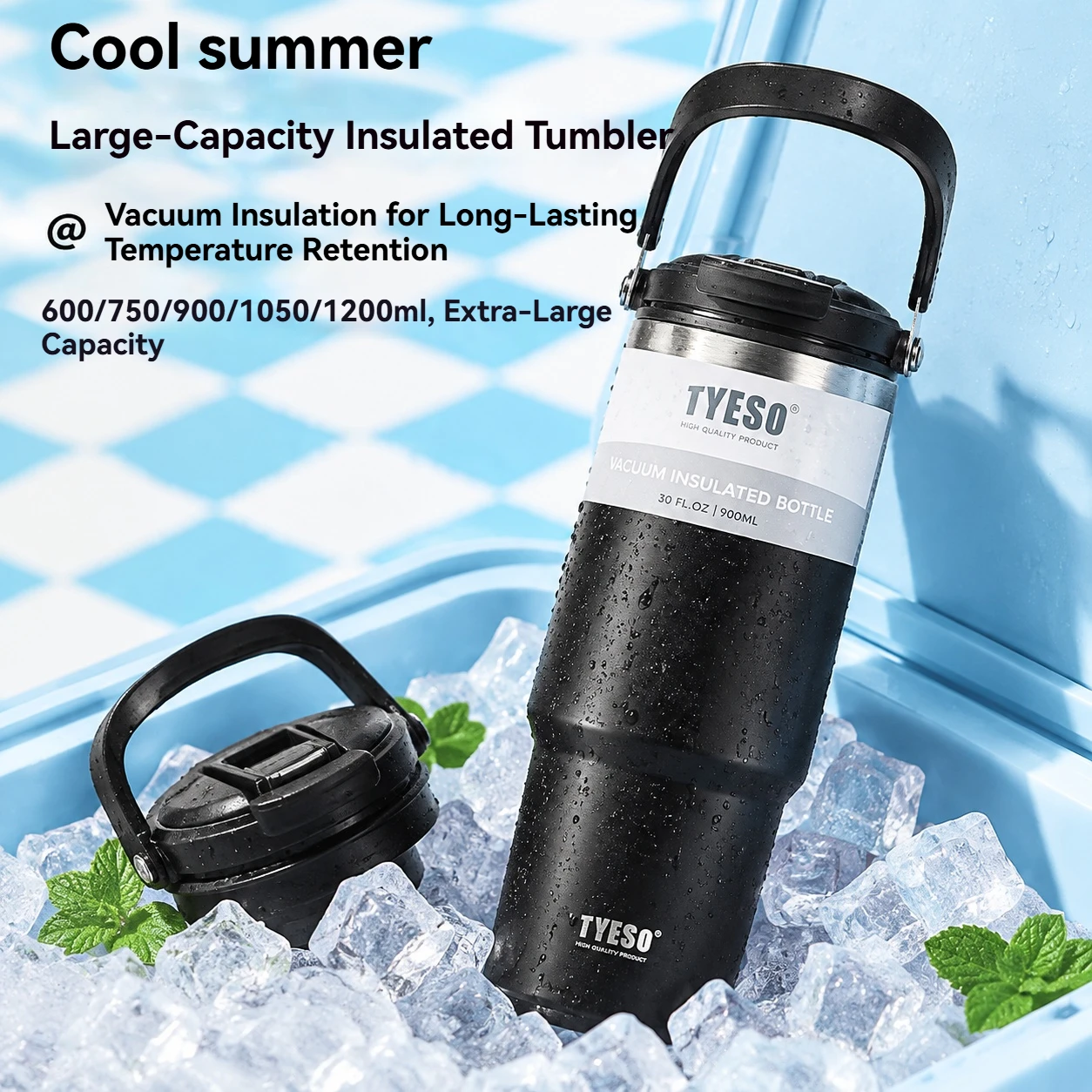 TYESO Large Capacity Stainless Steel Thermo Bottle Car Coffee Cup Keep Cold and Heat Thermal Mug Sport Water Bottle Vacuum Flask