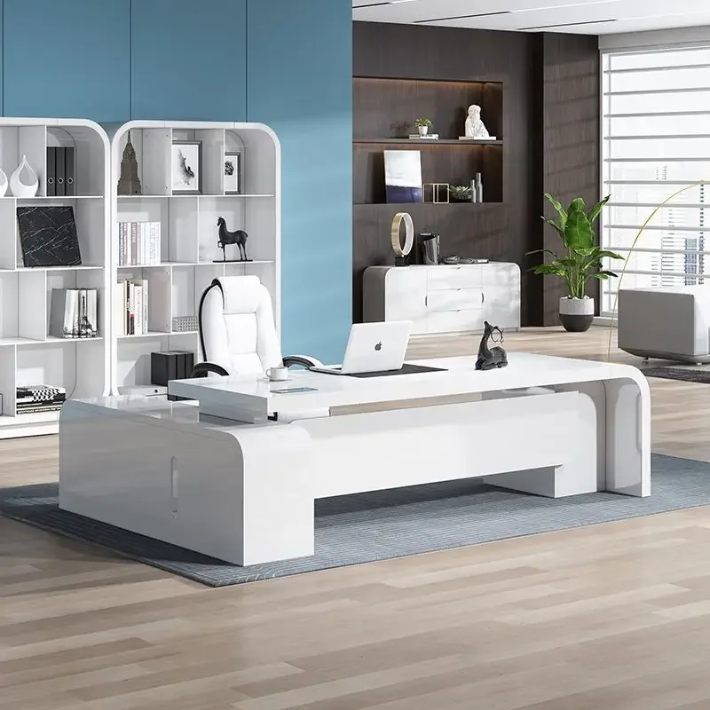 

Storage L Shape Executive Table Hutch White Organizer Conference Drawers Office Desks Computer Study Escritorio Office Furniture