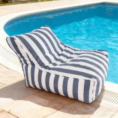 Floating Bean Bag Cover for Pool- Outdoor Waterproof Bean Bag Cover No Filler Stripe Outdoor Beach Pouf Beanbag Sofa