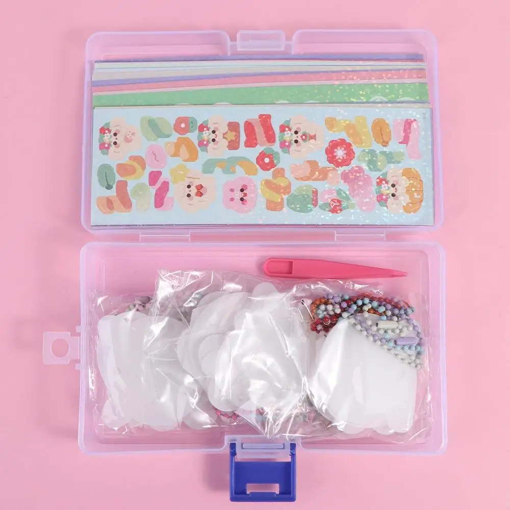 Set Scrapbooking Diy Material Storage Box Guka Sticker Set DIY Keychain Making Kit DIY Keyring DIY Handbook Material Sticker
