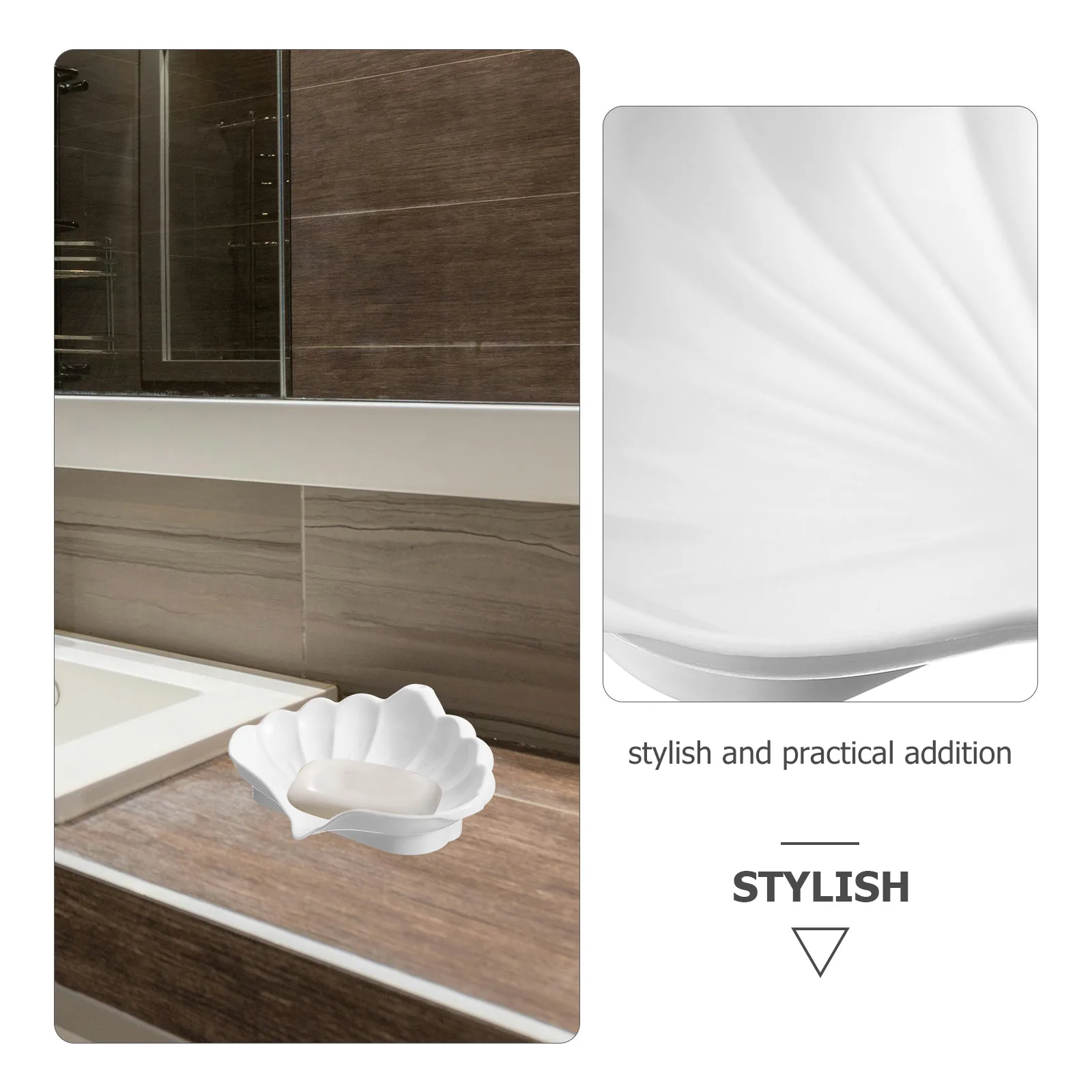 

Decorative Shell Soap Dish Stylish Bathroom Organizer Non Slip Bottom Wear Resistant Soap Dish Hands and Dishes Dispenser Set