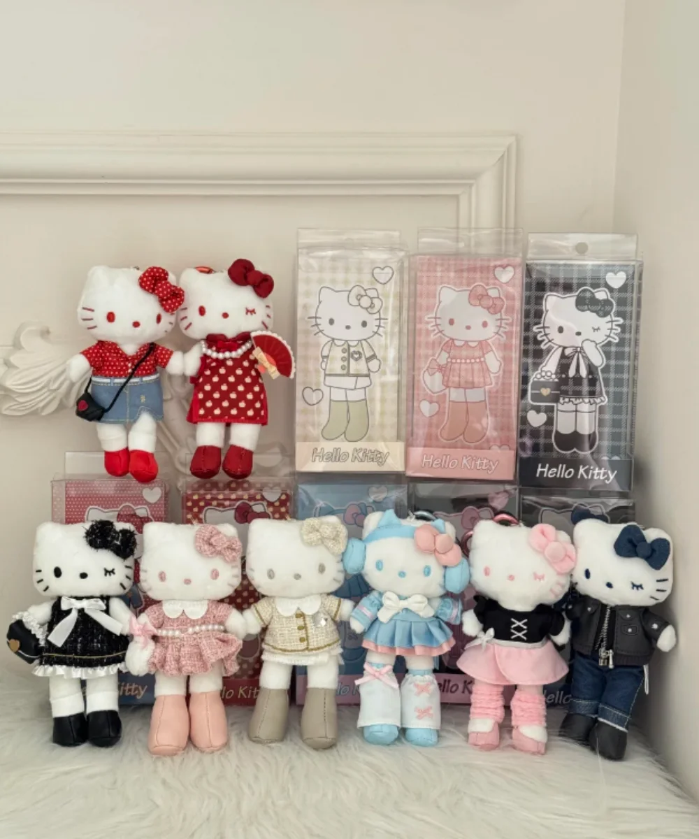 ハローキティの長い脚のぬいぐるみキーホルダー、アニメおもちゃ人形ペンダント、バッグ、バックパック、キーリングチャームアクセサリーギフト