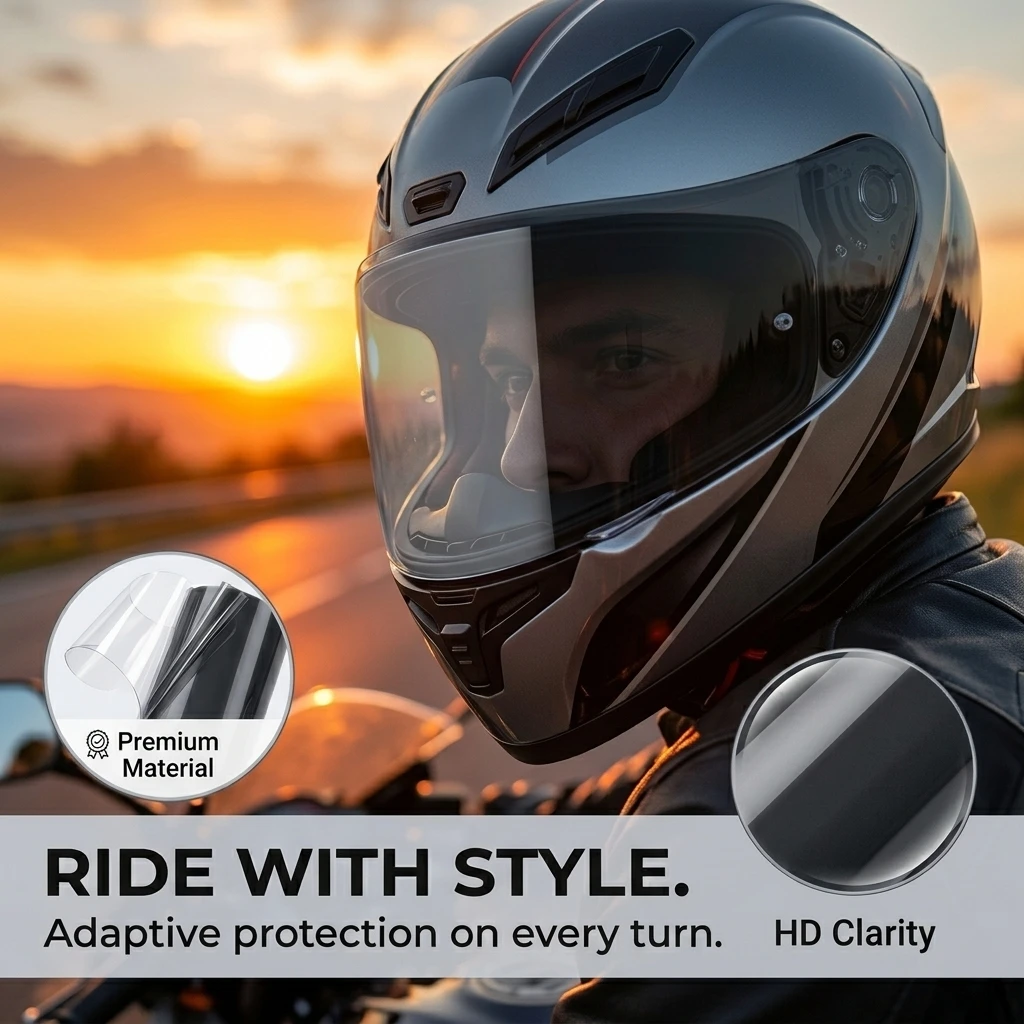 Película fotocromática para viseira de capacete, auto-escura, bloqueia UV, 30x50cm, adesivo protetor universal adaptável à luz para motocicleta