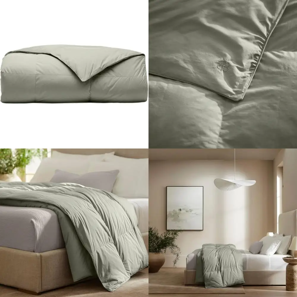 

All-Season Hypoallergenic Organic Cotton Quilted Comforter - Full/Queen, Sage Green - Duvet Insert and Cover