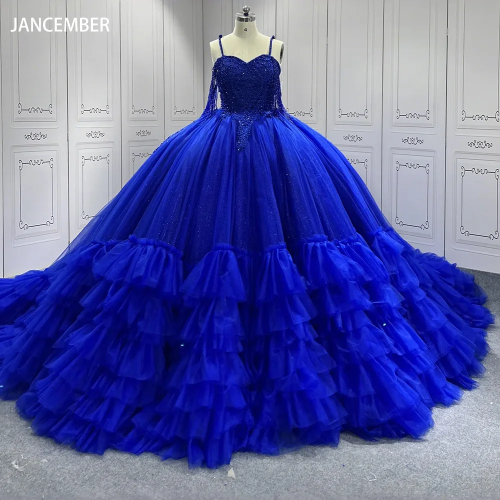 Brand New Quinceanera Dresses for 15 Ans Spaghetti Straps Ball Gown Beaded Tassel Pleat 15 Anos Vestido Customised LSMU19