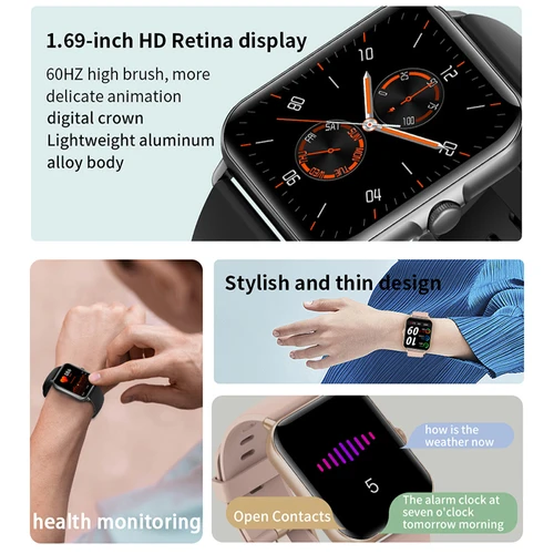 Imagen 2 del producto 2025 reloj inteligente Bluetooth llamada reproducir música Smartwatch relojes de Fitness relojes deportivos digitales impermeables para hombres mujeres IOS Android