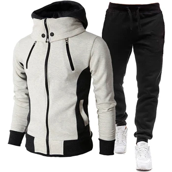 Sonbahar erkek eşofman Hoodie setleri erkekler Set spor Hoodies + Sweatpant 2 parça kış sıcak giyim tişörtü pantolon takım elbise