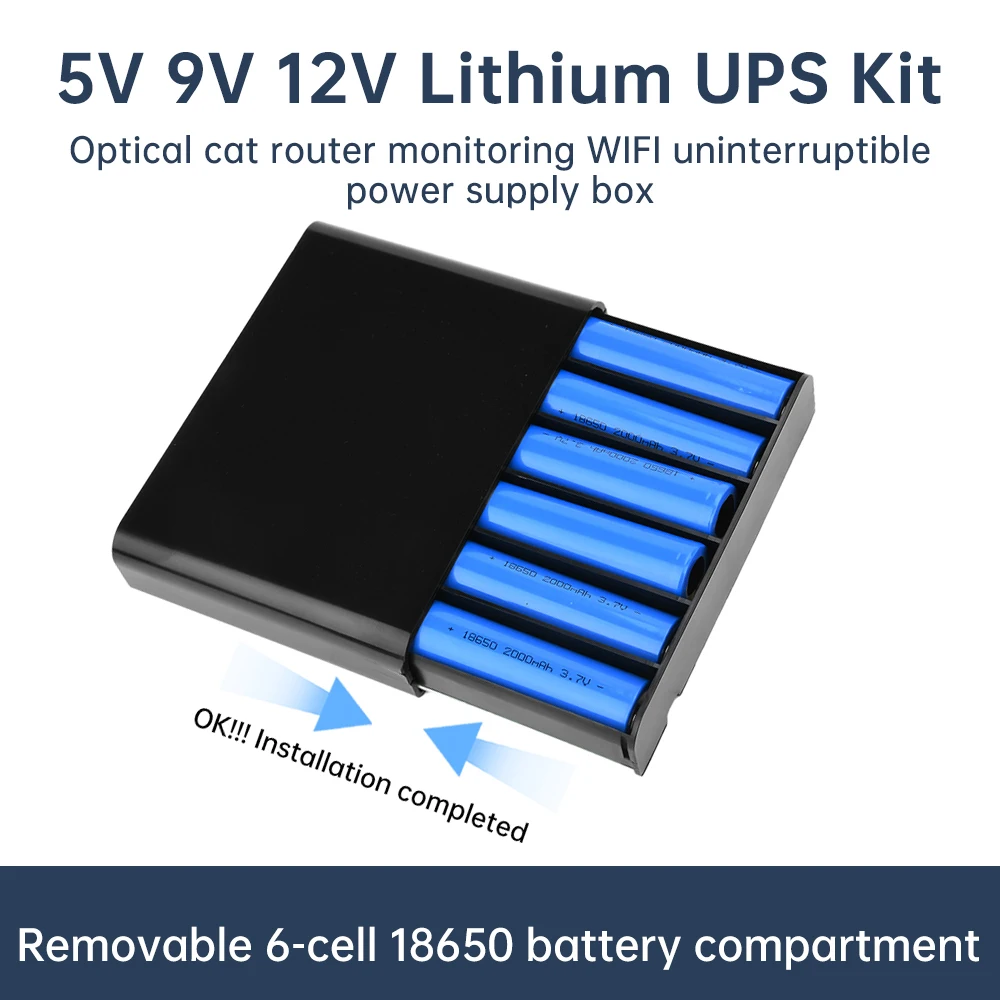 DC UPS Power Supply 5V 9V 12V Output 6x18650 Battery Uninterrupted DIY Power Bank Box  for House Router Cellphone Tablet Modem
