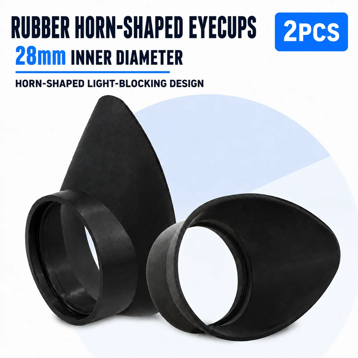 2PCS 28mm Rubber Horn-Shaped Eyecups for Telescope Eyepiece, Soft Elastic Eye Guards, Light Blocking Replacement Eyeshields
