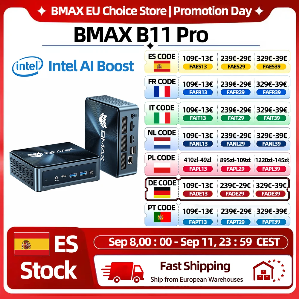 Bmax B11 Pro Mini PC 16GB RAM 512GB SSD Intel Core Ultra 5 115U