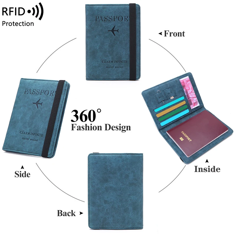 RFID anti-theft brush passport bag ticket document storage bag simple fashion card bag multi-functional travel passport holder