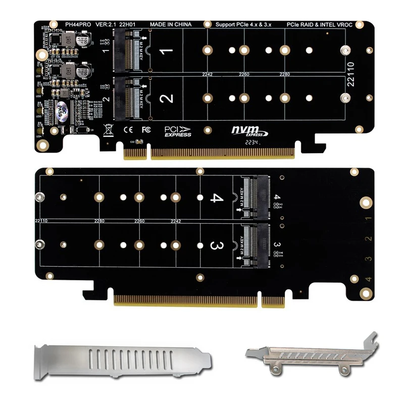 

4-портовый M.2 NVME к PCI Express X16 4,0, бифуркационный Raid-контроллер, M-ключ, NVME PCIE, разделенная карта для 2230 2242 2260 NVME M2 SSD