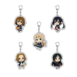 K-ON! Keychain Hirasawa Yu Akiyama Mio Tainaka Ritsu Double Sided Cartoon Printed Acrylic Pendant Keyring Accessory Prop