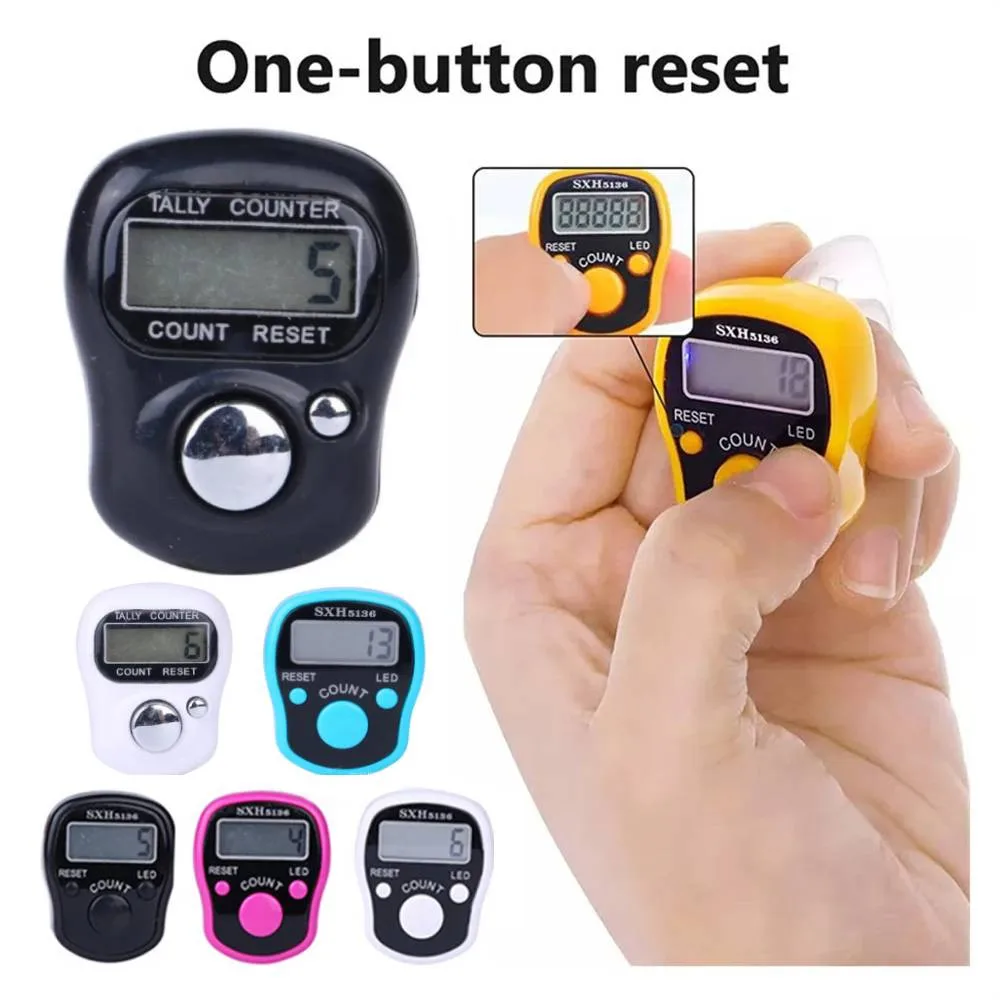 1~10PCS Finger Counter w/ Compass Islamic Tasbih Bead 5 Digital LED Electronic Handheld Tally Counter Clicker counter ring