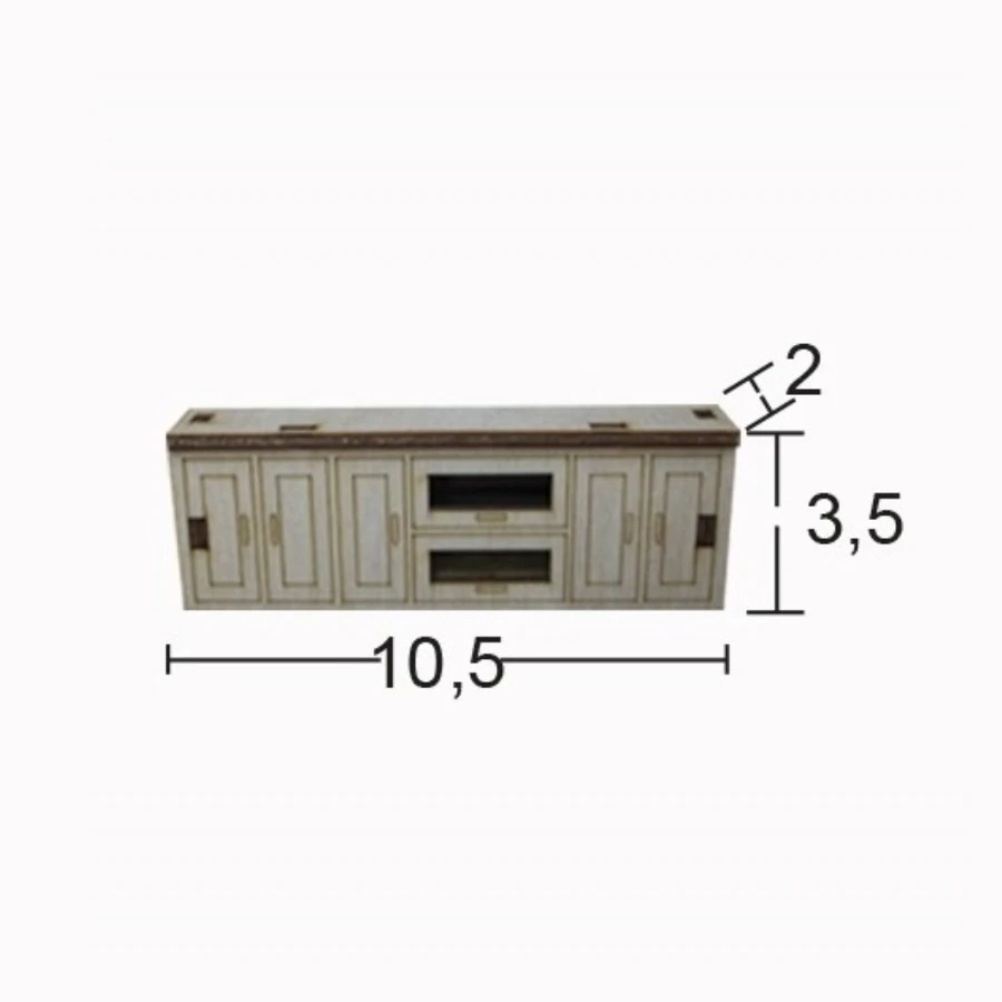 MN64 Miniature Kitchen Top Cabinet, Raw Wood Miniature