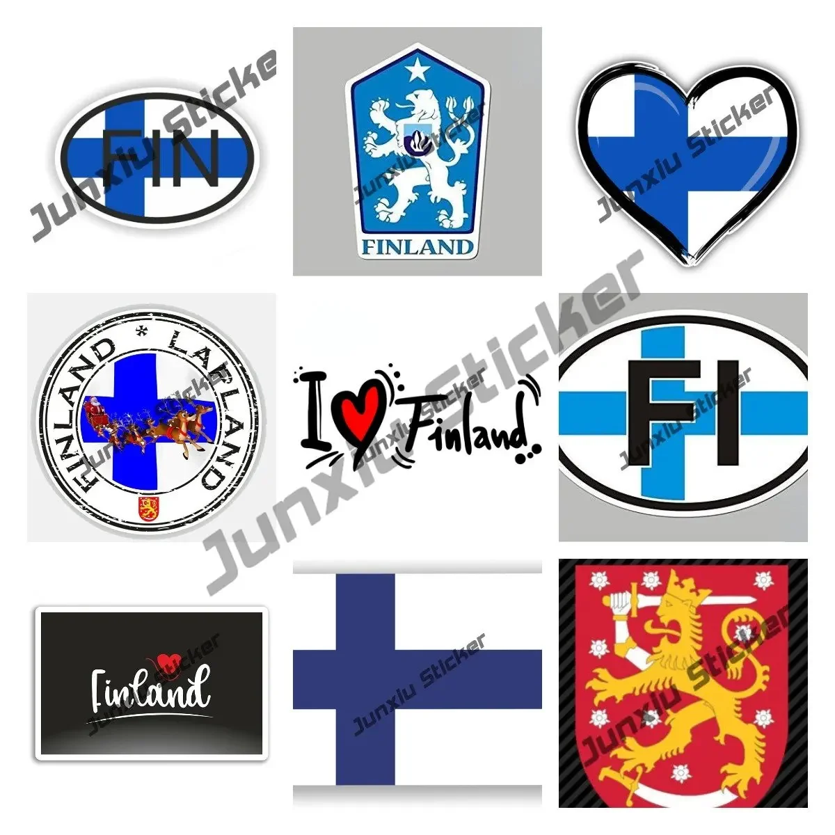 

Finland Flag Decal Finnish Coat of Arms Sticker Vinyl Decal Self Adhesive Finland FIN FI Country Code Sticker Oem Glue Sticker