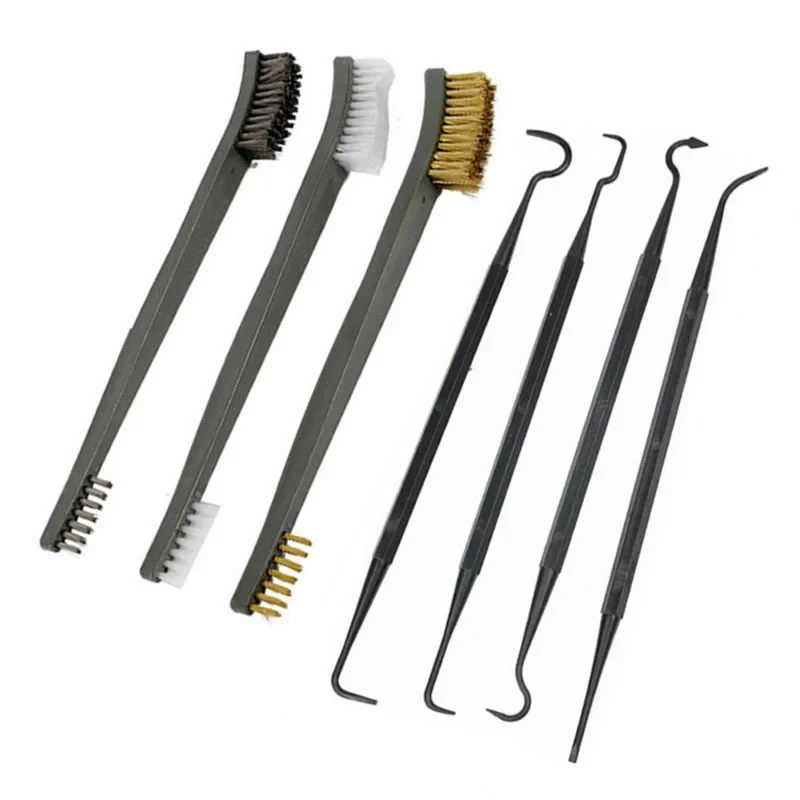 Gun Cleaning Brushes and Picks Kits 3 Brass/Steel/Nylon Gun 6 Nylon Picks Tactical Rifle Pistol Hunting Gun Cleaning Brush Tools