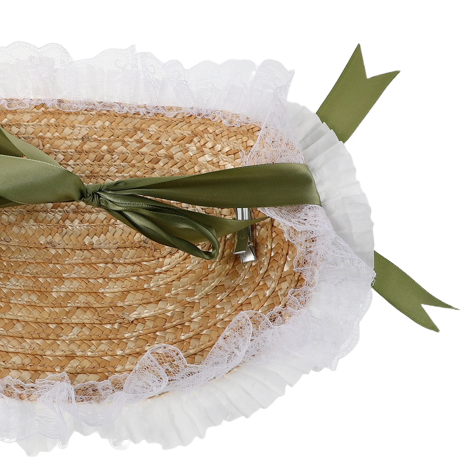 لوليتا قبعة القش الحلو Cottagecore قبعة الشمس مع لهجات الأزهار قابل للتعديل ربطة القوس فيونكة للصيف في الهواء الطلق حديقة حفل زفاف #2