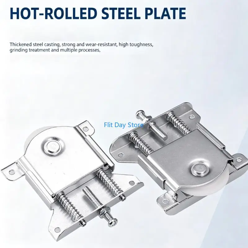 F92C Cabinet Sliding Door Hardware Assembly with Adjustable Roller Carriers, Metal Brackets, Quiet Rollers and Guide Stops for