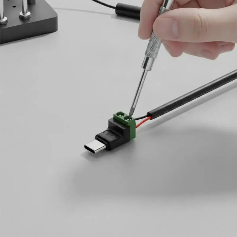 Solderless Type C Micro USB to 2PIN Terminal Adapter Perfect for LED Strip Wiring & Lighting Modification