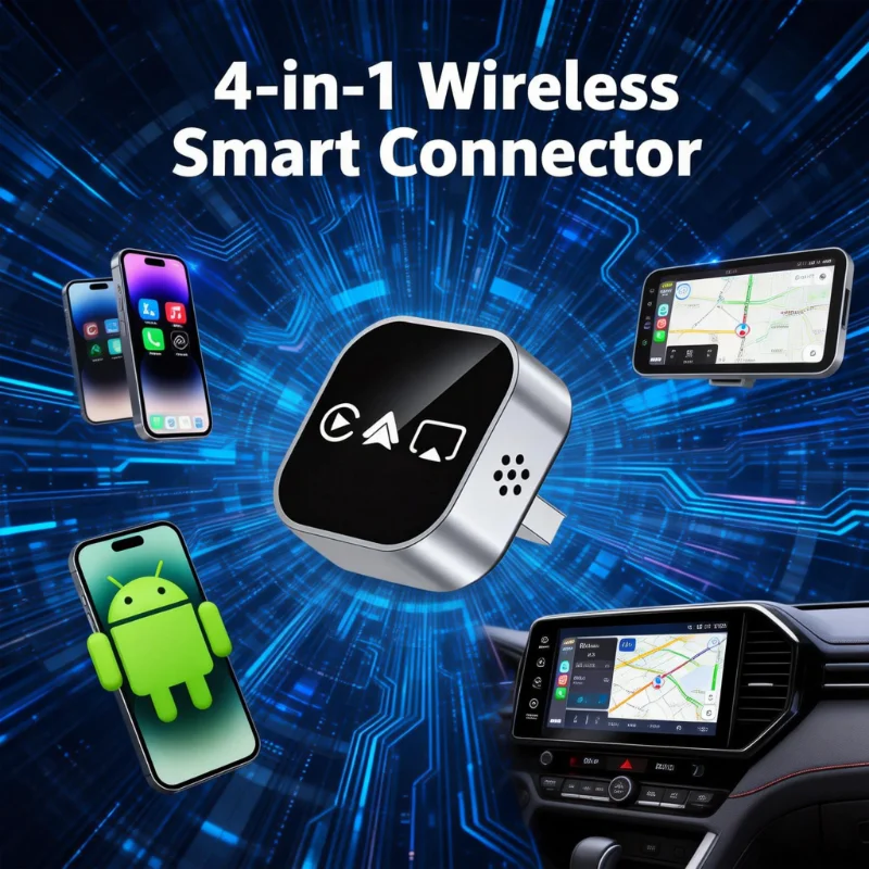 Upgraded Wireless CarPlay Adapter, Convert Wired to Wireless CarPlay/Android Auto/Screen Mirroring, Plug & Play