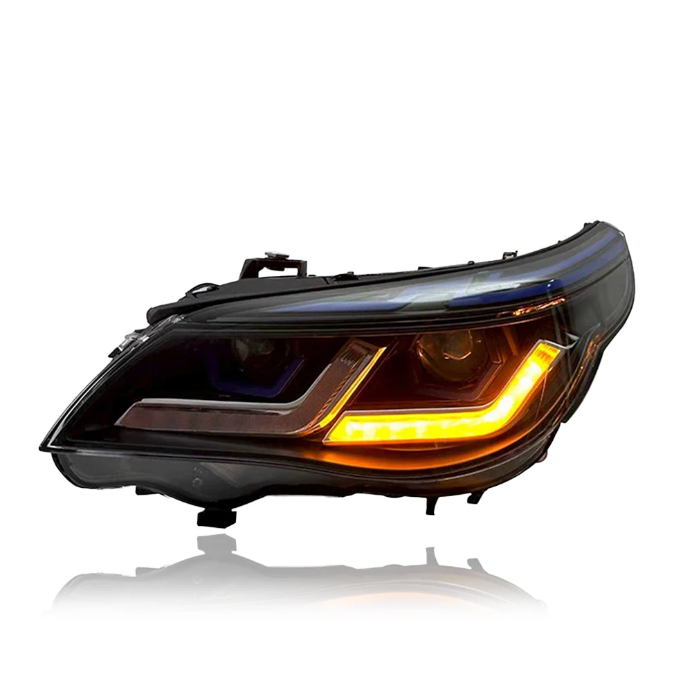 LED Headlight Assembly for BMW 5 Series E60 2003-2010 Projector Lens  Start Animation Blinking Turn Signal Light Plug and Play