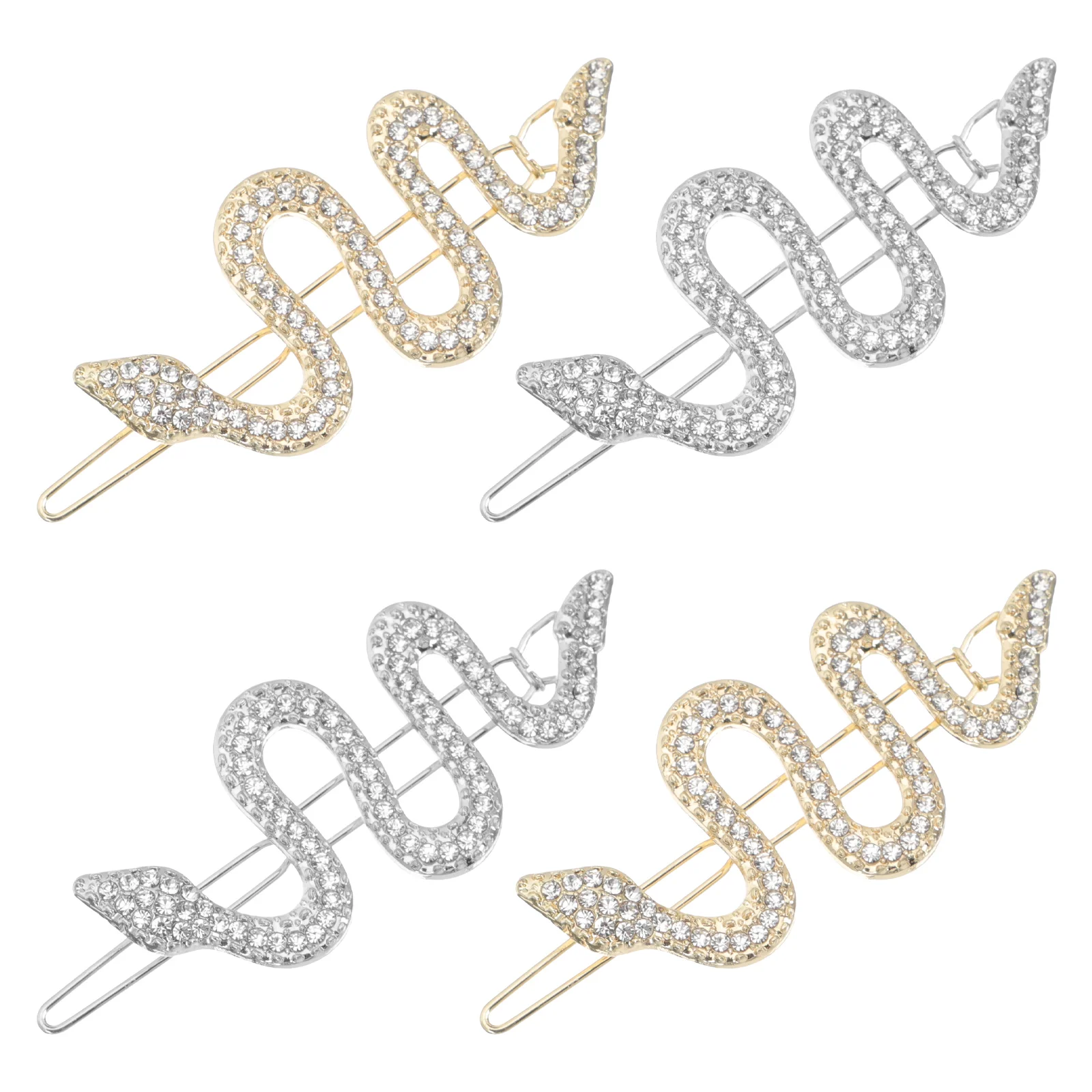 4 Pcs Snake Hairpin Claw Clips Shaped Beautiful Headdress Halloween Alloy Girl Barrette Delicate Woman Women's Exquisite