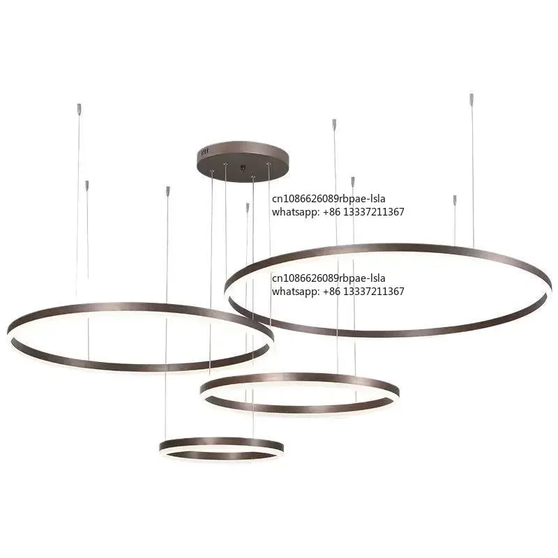 Minimalist Creative Round LED Decoration Pendant Light for Living Room Dining Room Hotel Villa Circle Chandelier Ceiling